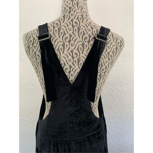 Free People Follow The Sun One Piece Velvet Overalls Black Size S - Picture 7 of 12